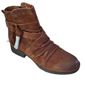 Born Eton Women's Distress Tobacco Leather Ankle Boots Sz 10M